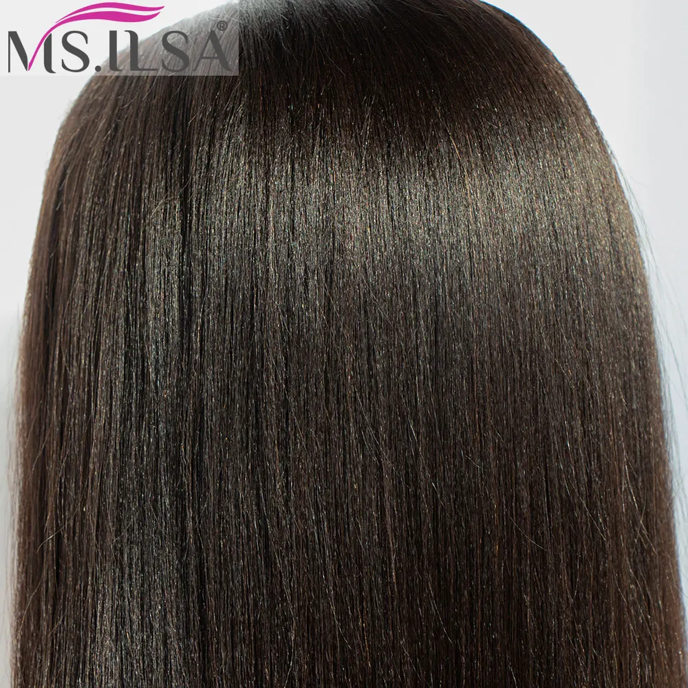 Полный парик шнурка с Baby Hair светильник Yaki Remy человеческие волосы парики для
