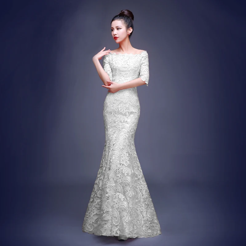 

Невесты, белое полое вечернее платье на одно плечо для свадьбы Cheongsam, просвет в убыток