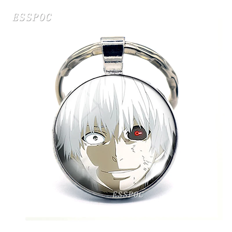 Tokyo Ghoul Kaneki Ken металлические брелки Стеклянные Кабошоны Подвески Аниме цепочки