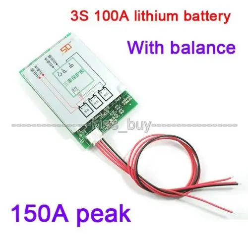 

3S 12V BMS 100A 18650 lithium battery protection board with balance charging