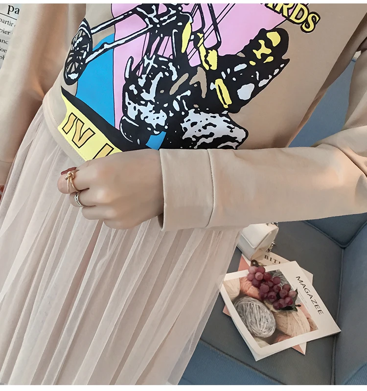 2018 осенне-зимняя одежда для беременных 2 шт. платье-майка + Топ Платье кормящих мам