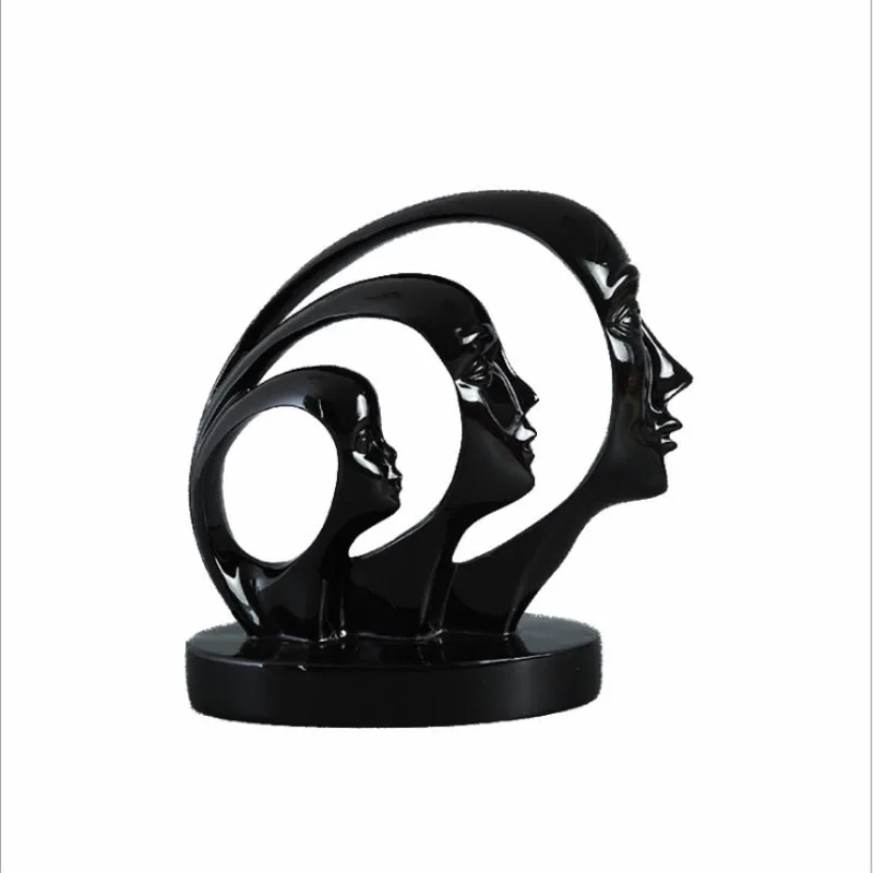 

Home Decoration Accessories Vintage Abstract Three Heads Statues Face Resin Sculpture Arts Crafts Living room TV cabinet decor