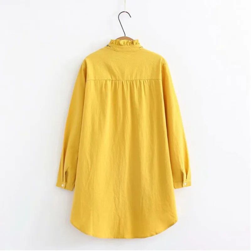 [DEAT] 2020 spring New Arrival Fashion Ruffled Embroidery Casual Irregular Hem Single Breasted Women Shirt Lady Blouse KB702 | Женская