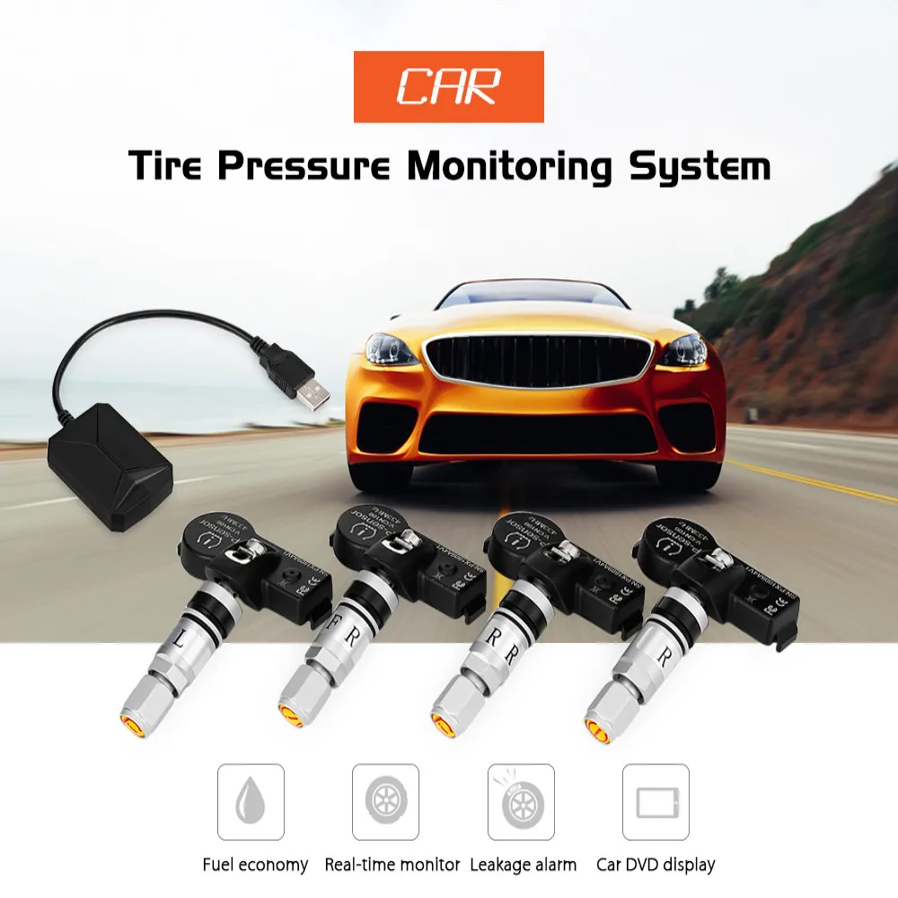 TY05 Car Tire Pressure Monitoring System for Android Navigation 4 External Sensors TPMS Receiver Alarm Systems | Автомобили и