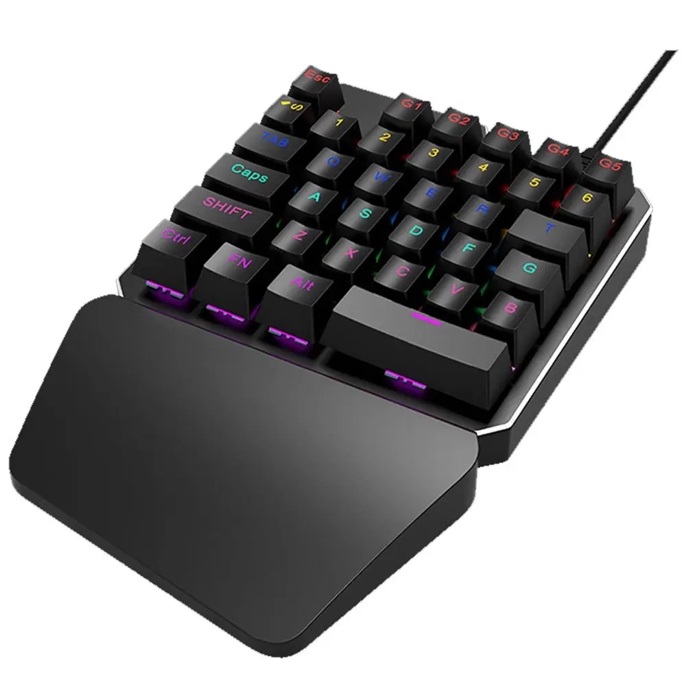HXSJ J100 игровая мышь Проводная 35 клавиш для ноутбуков 7 подсветка зеленая ось