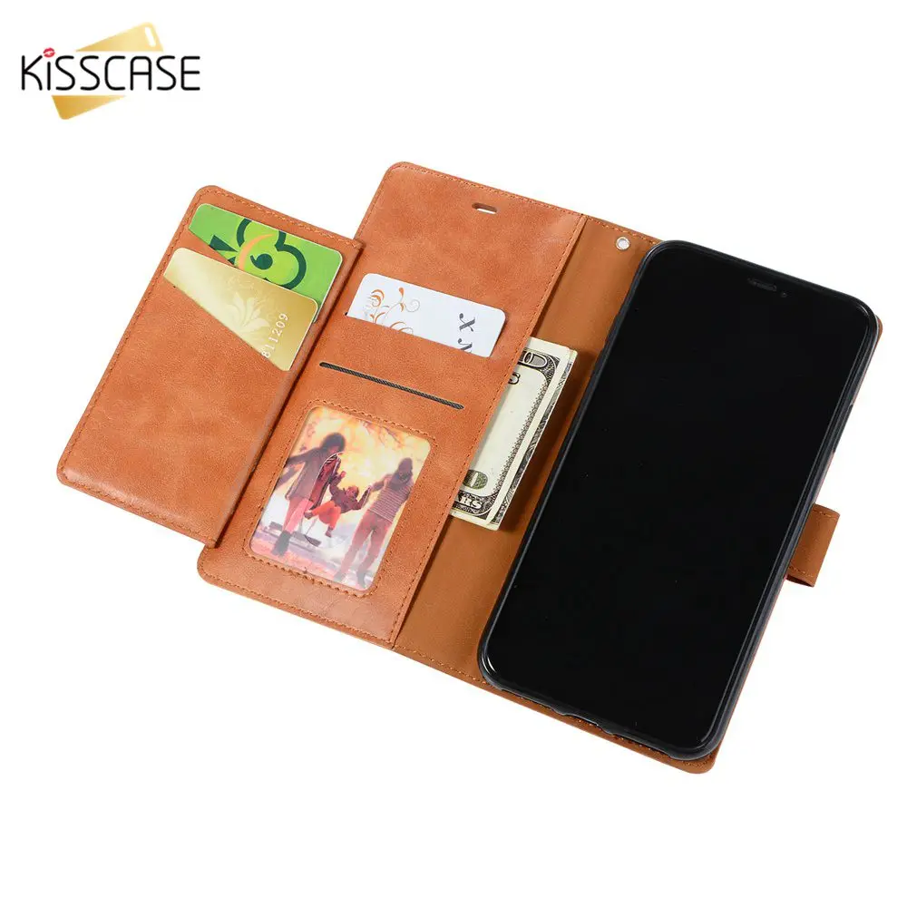 Kisscase флип Чехлы кожаный чехол для iPhone 8 7 6S 6 X XR XS Max 5S SE Ретро Держатель карт чехлы