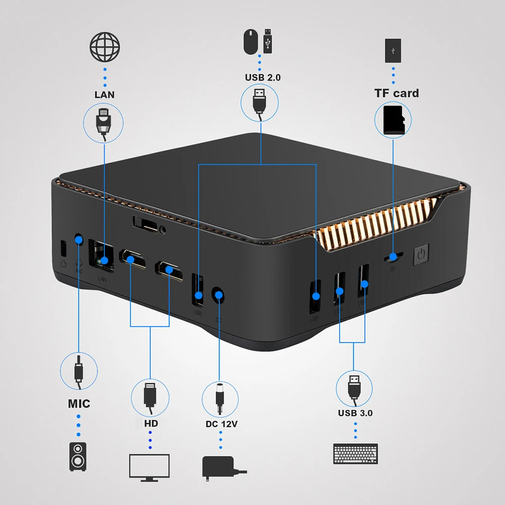 Смарт ТВ бокс AK3V Windows 10 Mini PC 6G/64G J3455 чип двойной WiFi Bluetooth 4 1 4K медиаплеер USB3.0 2.5in SATA SSD