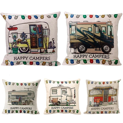 Туристический автомобиль Сова квадрат Happy Camper наволочка для подушки пледы дома
