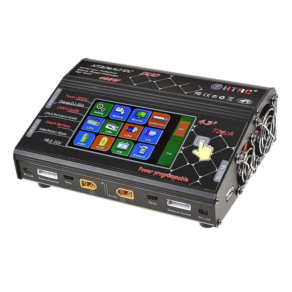 HTRC штепсельная вилка ЕС Ht206 Ac/Dc Tri 200Wx3 20Ax3 тройной порт 4 3 дюймов цветной ЖК экран Rc