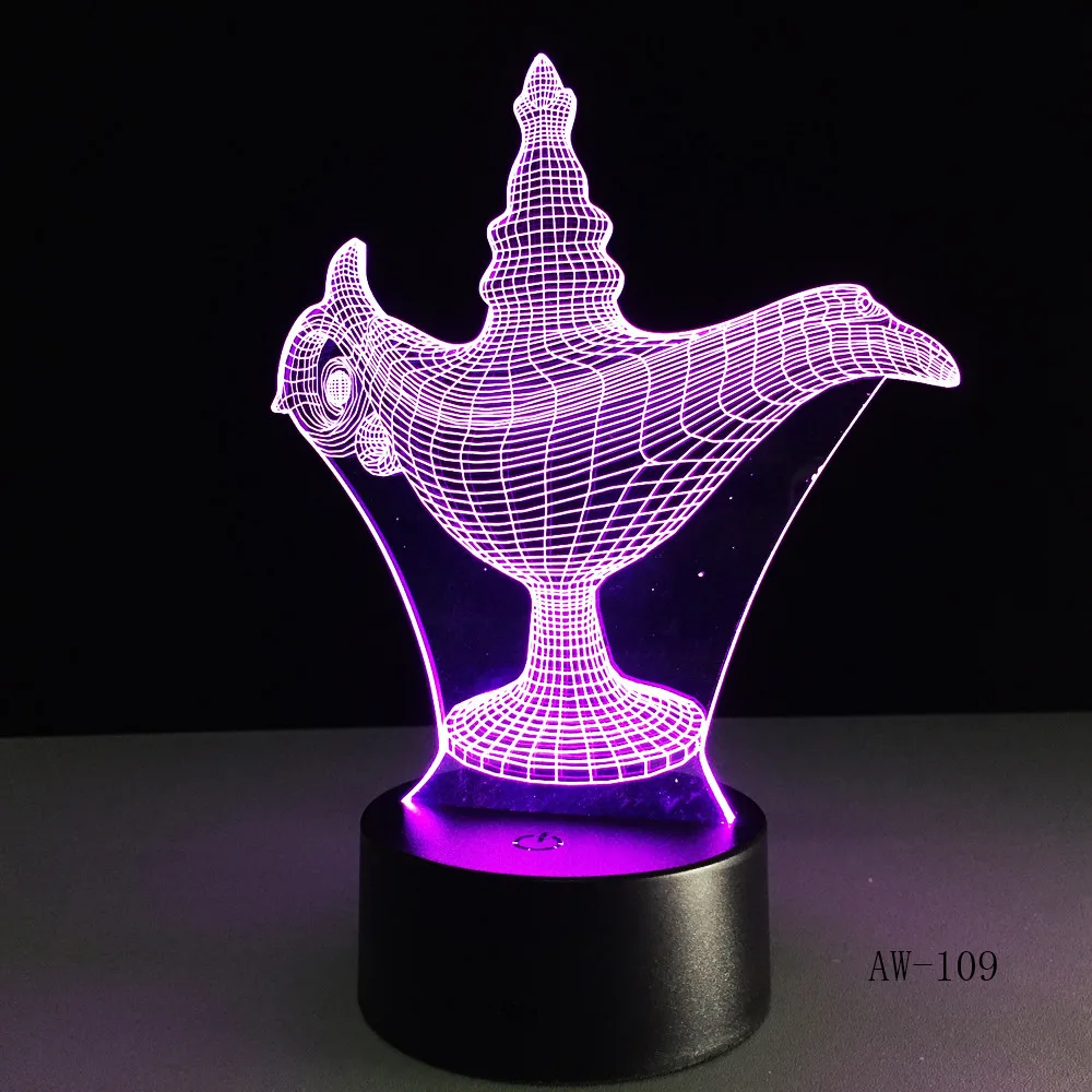 USB Novelty Gifts 7 Colors Changing Led Night Lights Aladdin magic lamp 3D LED Desk Table Lamp Decor for Home Office AW-109 | Лампы и
