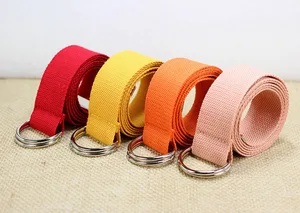 Женский ремень из хлопка, универсальный, D-образный, с двойной пряжкой