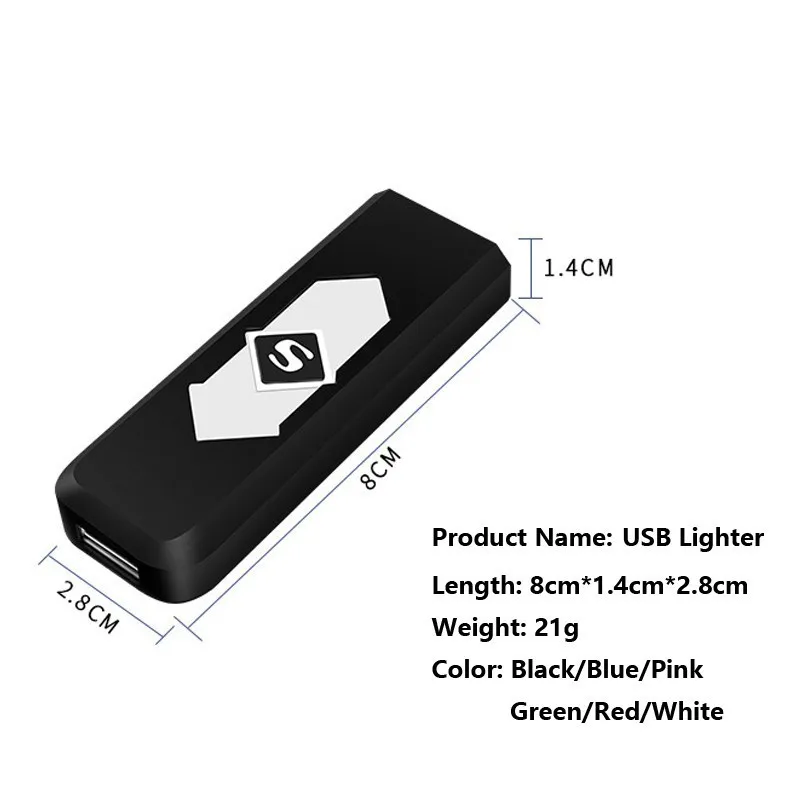 1 шт. ветрозащитный бездымный USB прикуриватель модная зажигалка зажигалки для