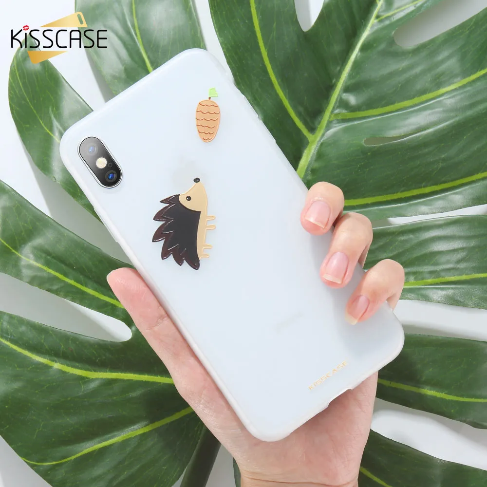 KISSCASE Cartoon Soft Silicone Phone Case For iPhone 7 8 Plus XS MAX XR Cute Cat Hedgehog Cover X 6 6S 5 SE Case|Бамперы| |