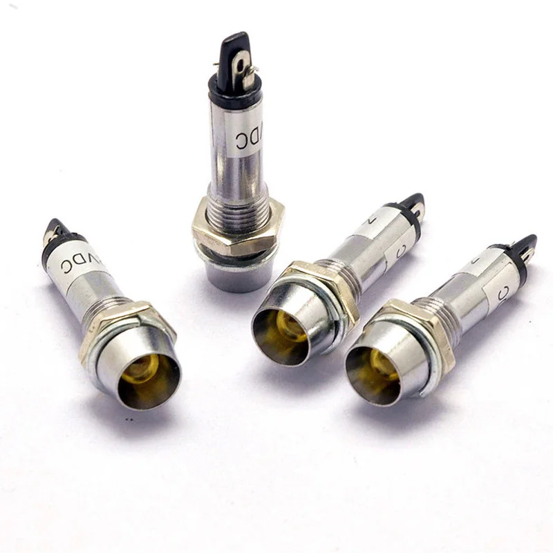 

12VDC Indication LED Signal Lamp 8mm Indicator Light 4pcs Red Green Yellow Blue waterproof Mounting