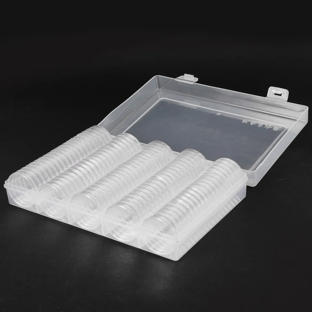 Чехол для хранения монет Прозрачная Круглая Коробка 27 мм/30 мм 100 шт.|Коробки и