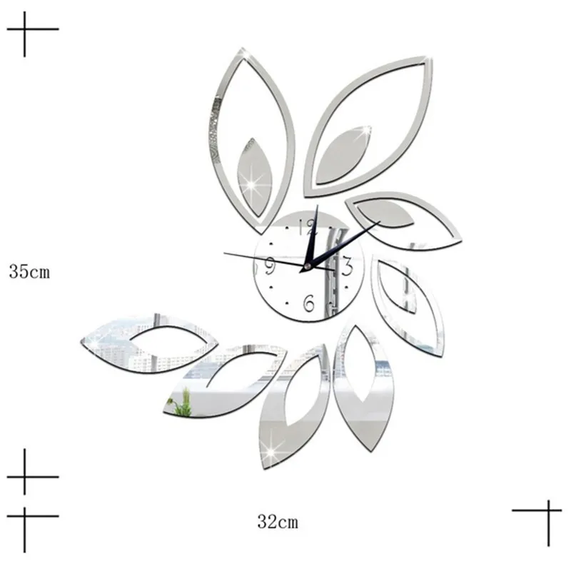 Flower Art Modern Luxury Design DIY Removable 3D Crystal Mirror Wall Clock Sticker Living Room Bedroom Decor | Дом и сад