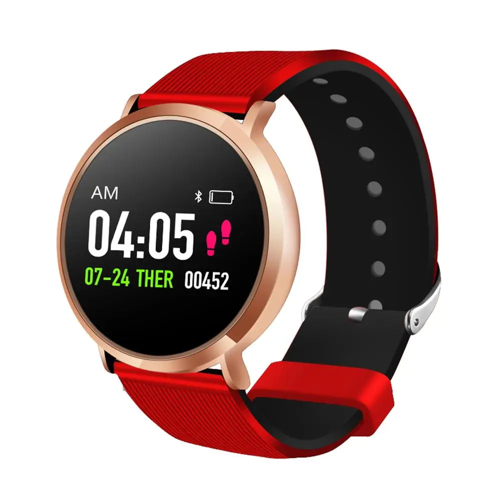 Круглый Экран T8 Bluetooth Smart Браслет сердечного ритма крови Давление Спорт