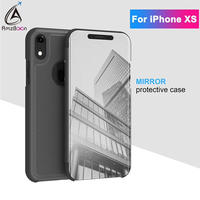 Amzboon Luxury Clear View Mirror Flip Case For iPhone XR Smart Stand Leather Cover XS Max iPhoneXS | Мобильные телефоны и