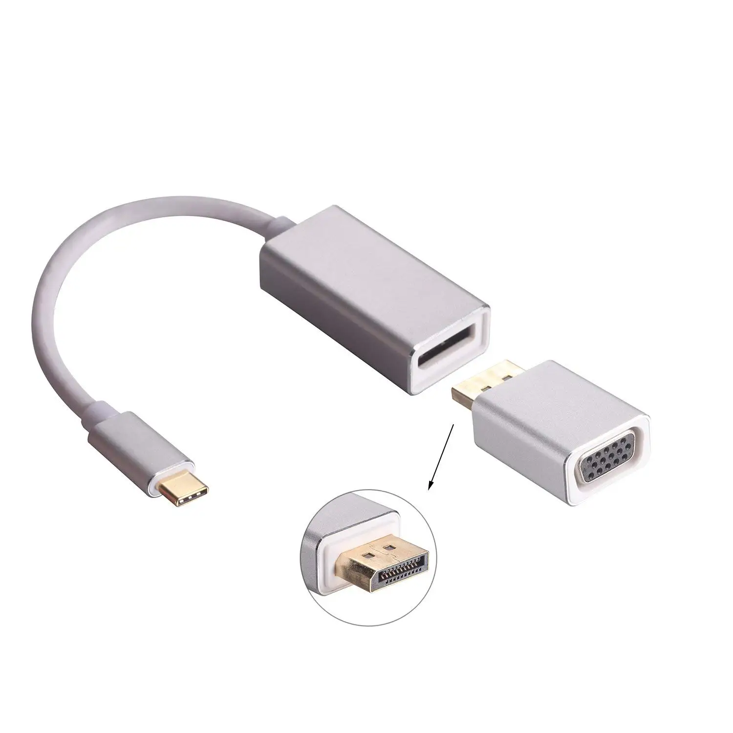 Кабель-Переходник Usb C на Dp To Vga адаптеры 3-в-1 Usb3.1 Тип Displayport 4K кабель 1080P конвертер