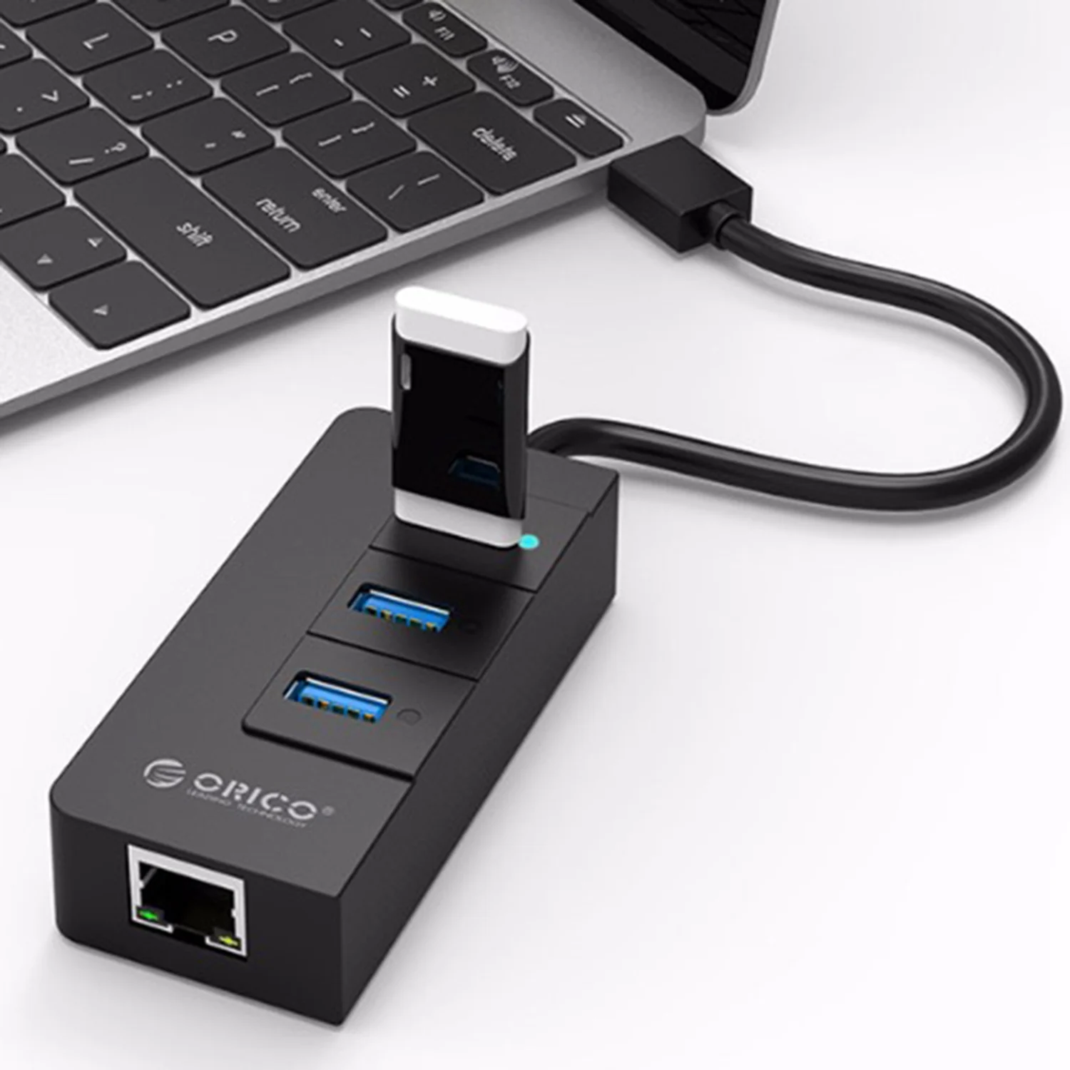 Orico Hr01 U3 3 порта супер скорость Usb3.0 концентратор сплиттер с внешней Rj45 гигабит
