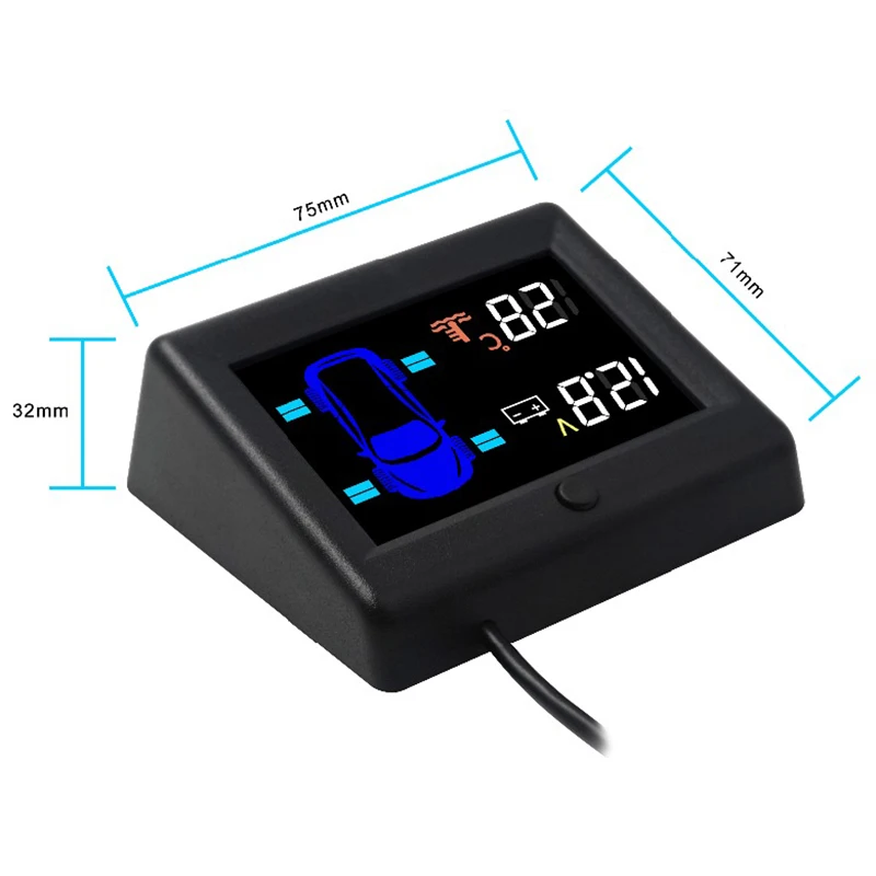 Obd Tpms Car Tire Pressure Monitoring System 3Inch Lcd Display Sensor For V w Toyota Suv Temperature Warnin | Автомобили и