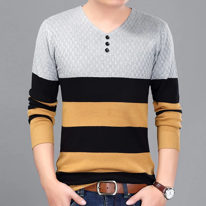 Осень 2017 новые модные мужские свитера повседневная одежда желтый синий серый