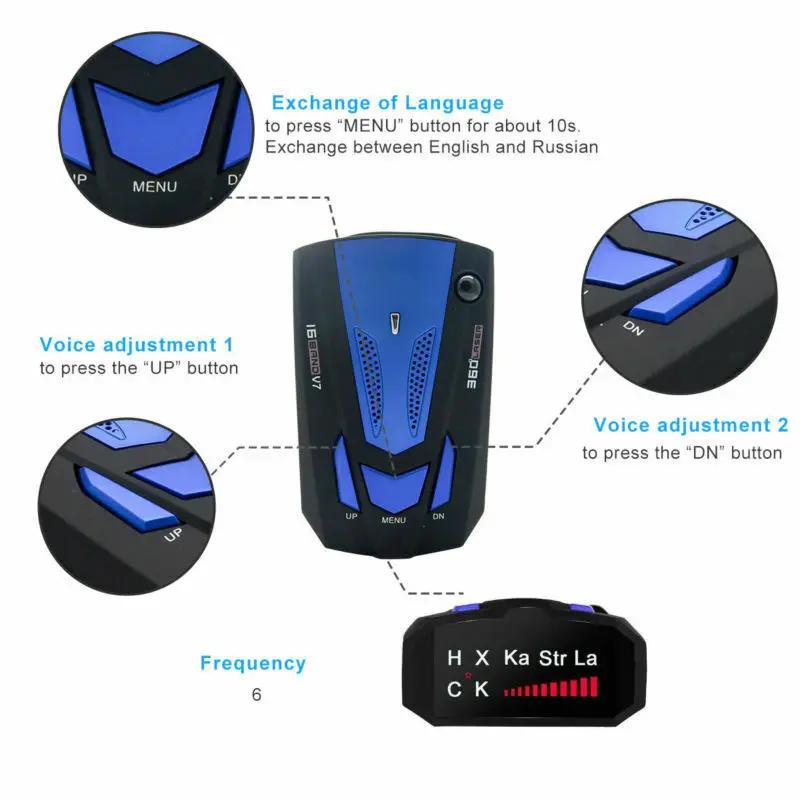 Автомобильный 16 полосный V7 GPS датчик скорости радар детектор с голосовым