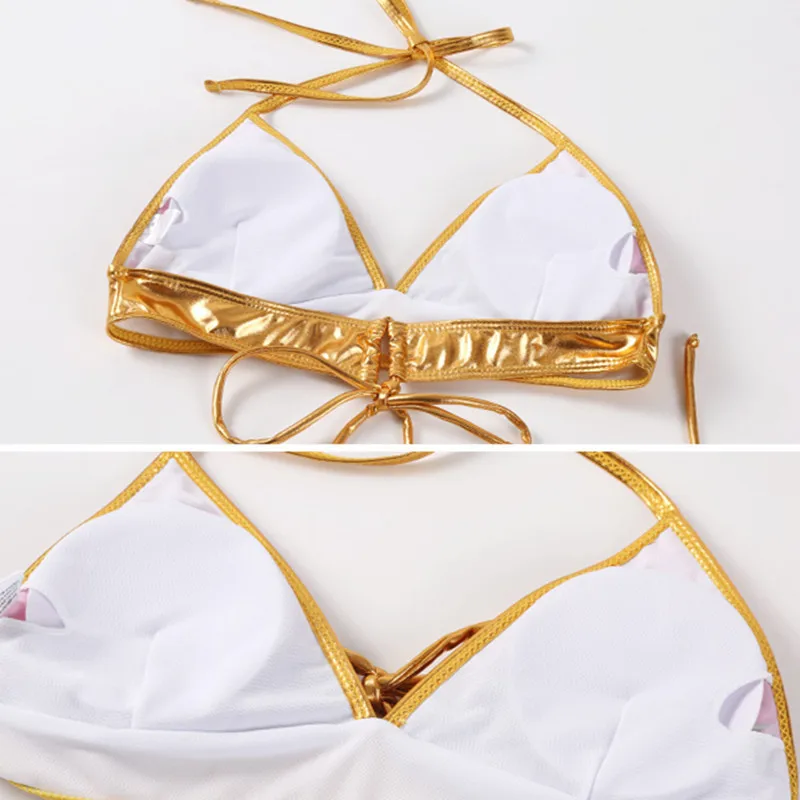 Бикини 2018 новый бандажный триколор бикини женский купальник пуш-ап Женский