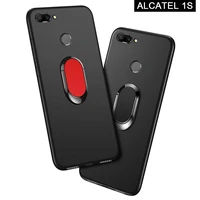 cover for alcatel 1l pro 2021 case luxury 5 5 inch soft black plastic metal finger ring coque for alcatel 1s 2019 phone cases