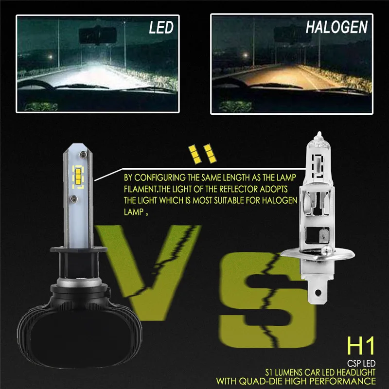 Hiyork 2 шт. S1 H27 881 HB3 HB4 12 в 50 Вт H1 H3 Автомобильные фары CSP H8 H11 лампы H4 Led H7 для авто 8000LM