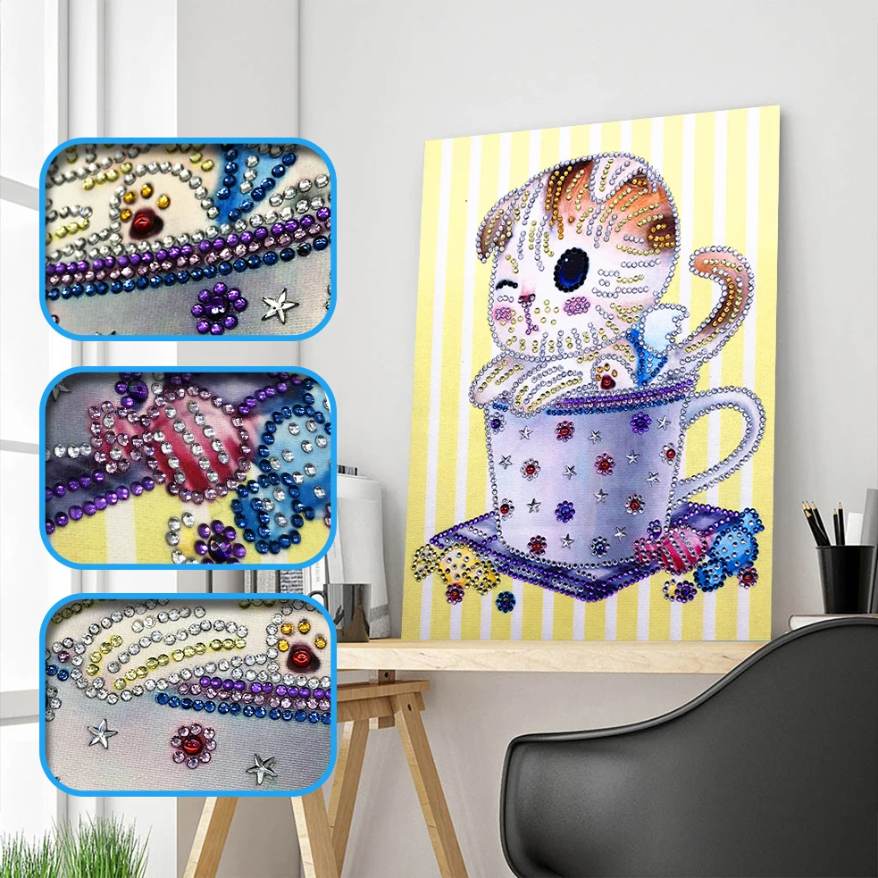 5D DIY часть алмазной живописи особой формы животных вышивка мультяшного кота