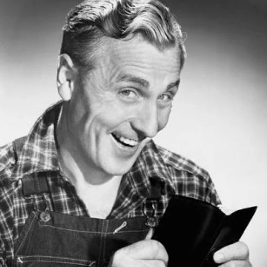 Portrait of a mid adult man holding bankbook and smiling Poster Print (18 x 24) | Дом и сад