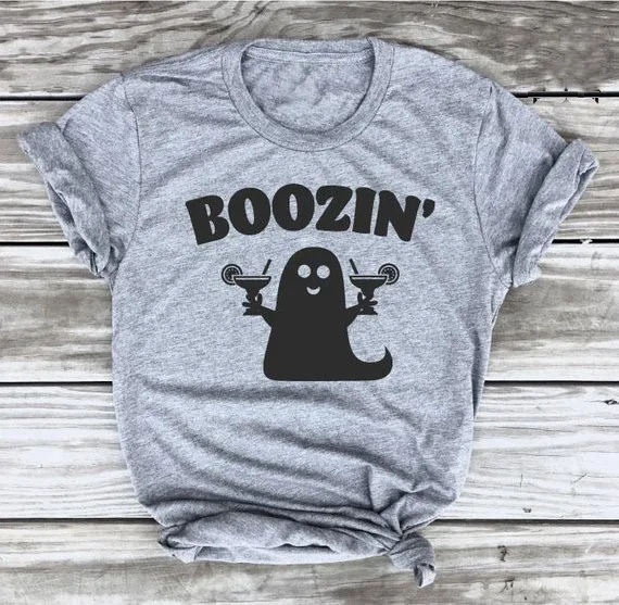 Booz'призрак футболка Boos Хэллоуин забавная Питьевая рубашка графические женские