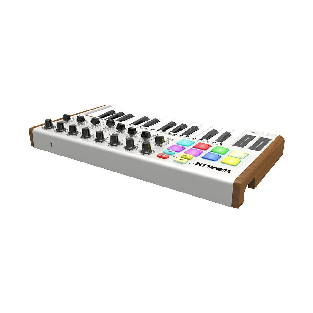 Тунец мини ультра Портативный 25 ключ USB MIDI контроллер клавиатуры 8 RGB подсветкой
