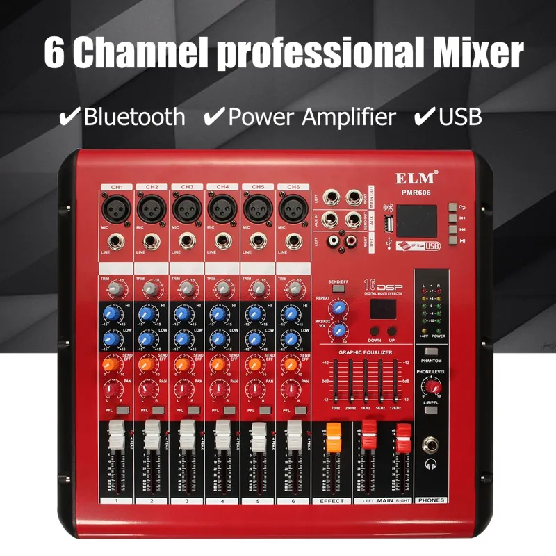 6 канальный bluetooth USB Микрофон Звук Аудио миксер консоль караоке микшерный