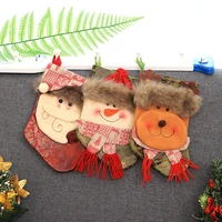 10 pcs lot cartoon style santa claus snowman elk xmas christmas gift bags stockings winter decorations for tree children 2018