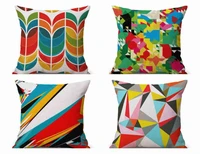 geometric vintage linen pillow case throw cushion case home soft room gifts single sides printing