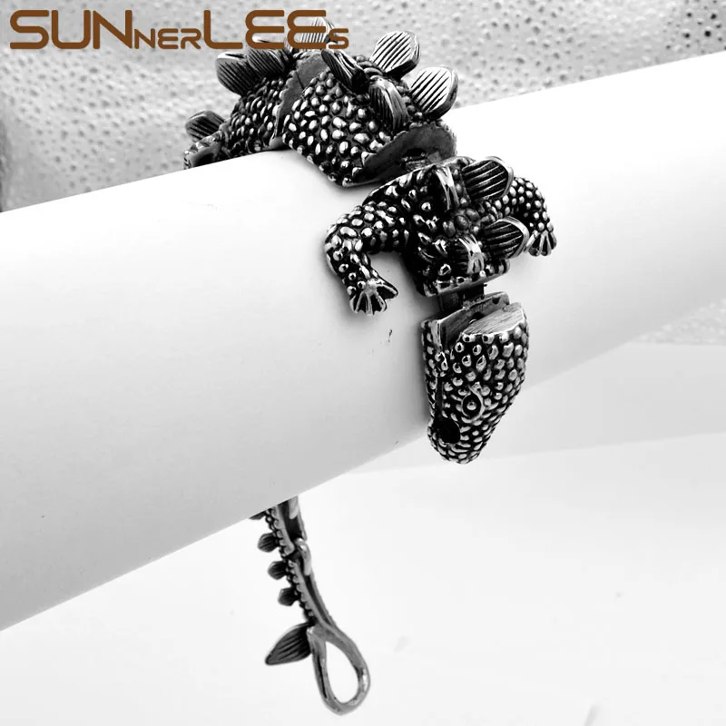 SUNNERLEES браслет из нержавеющей стали 316L хип хоп панк ящерица звенья цепи мужские и