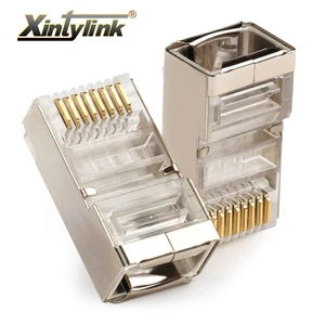 xintylink ethernet cable connector rj45 plug male lan network cat5e 8p8c jack rg rj 45 stp shielded rg45 cat 5 cat5 50pcs 100pcs free global shipping