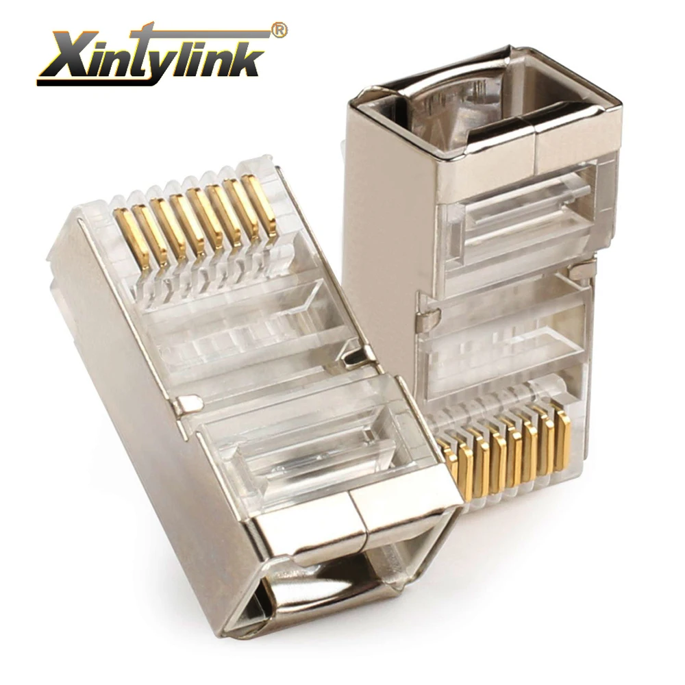 Xintylink ethernet Кабельный разъем rj45 штекер сеть lan cat5e 8p8c rg rj 45 stp экранированный rg45 cat 5