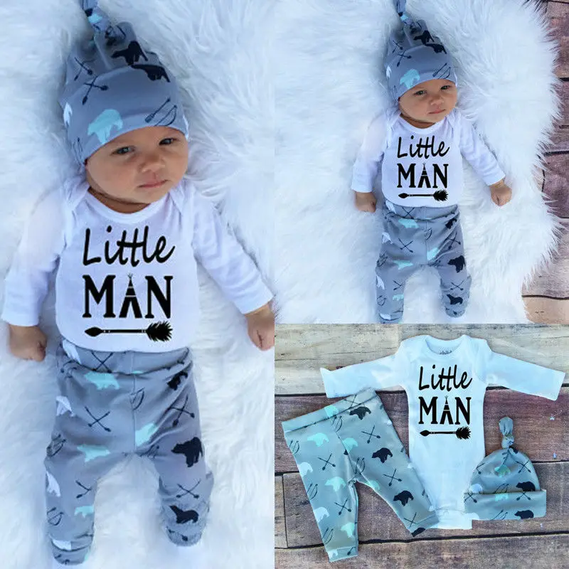 Pudcoco Boy Suits US Newborn Baby Boys Jumpsuit Playsuit Romper Bodysuit+Pants Outfit Clothes ZOE |