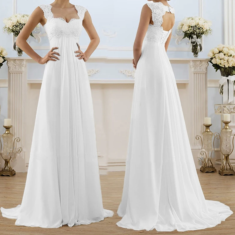 Женское вечернее длинное платье макси Кружевное белое с открытой спиной |