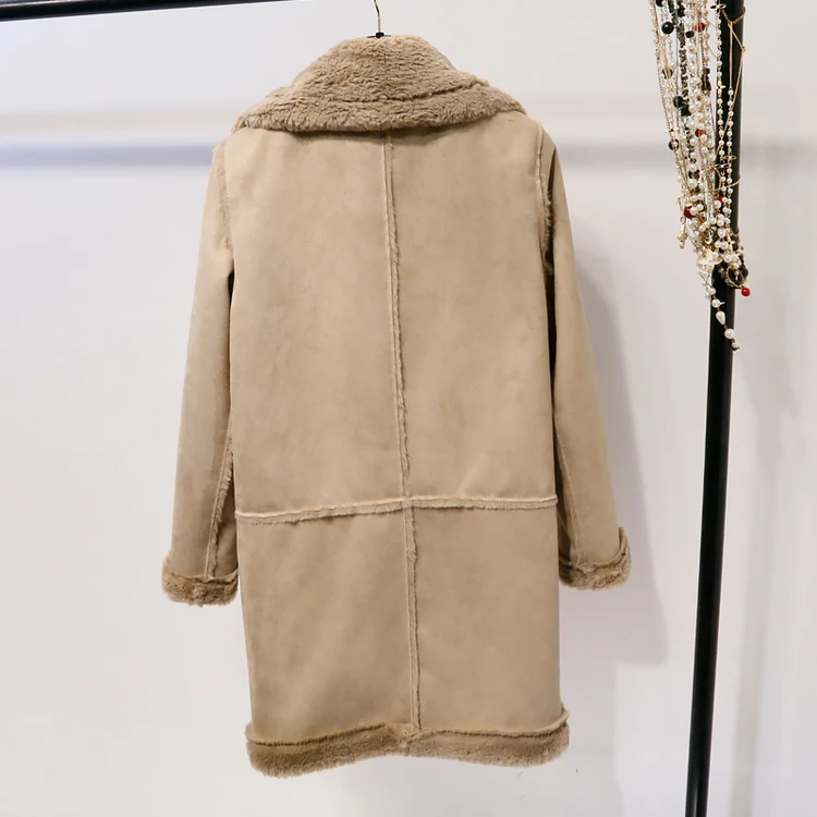 Женское пальто с карманами Inverno Jaquetas Feminino длинное однотонное отложным воротником