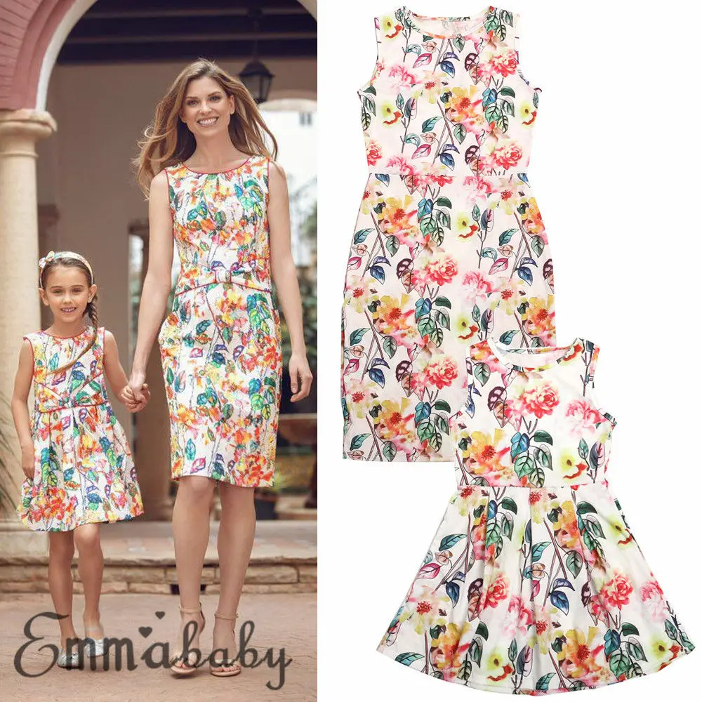 Платье для мамы и дочки вечерние платья без рукавов одинаковые наряды семьи мини