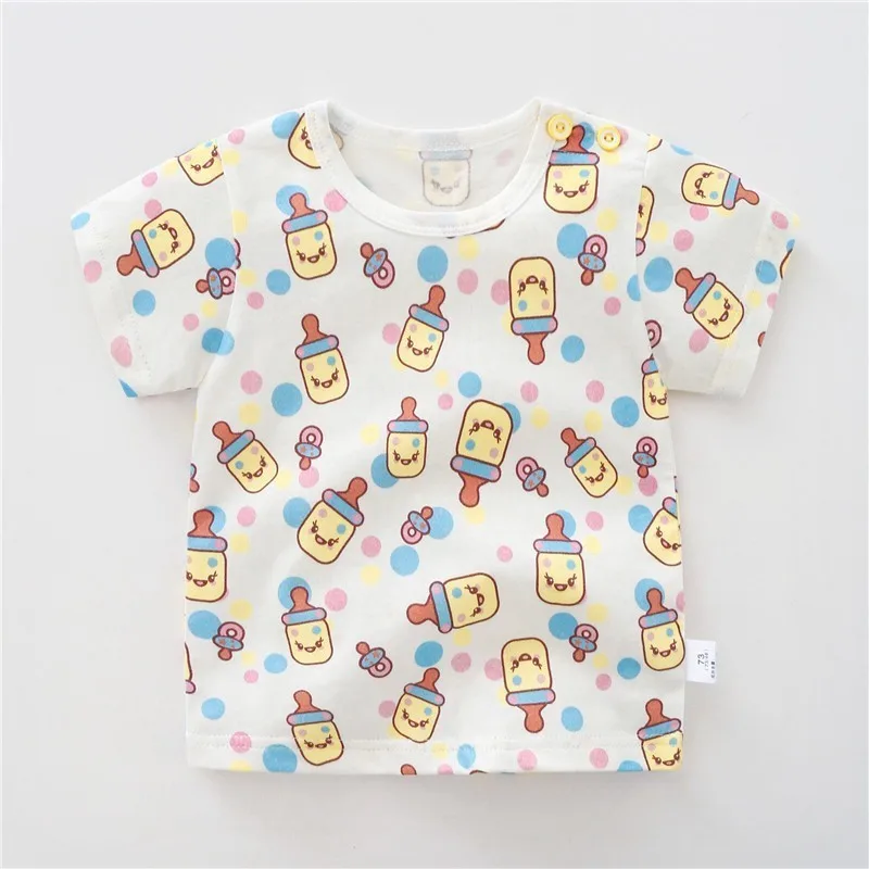 Летняя Повседневная Милая футболка для маленьких девочек с коротким рукавом и