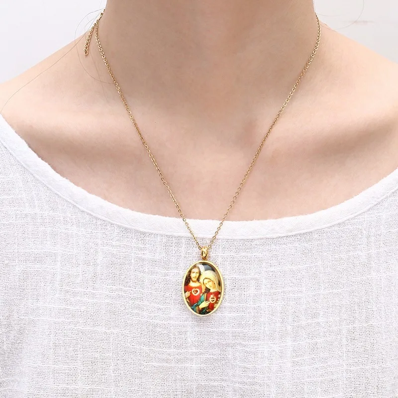 Ожерелье из нержавеющей стали RIR ожерелье для взрослых с кулоном Дева Мария