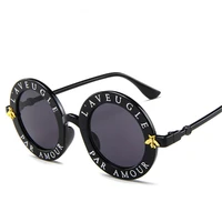 new small bees round frame sunglasses women fashion vintage luxury brand designer sun glasses uv400 lens party men gafas