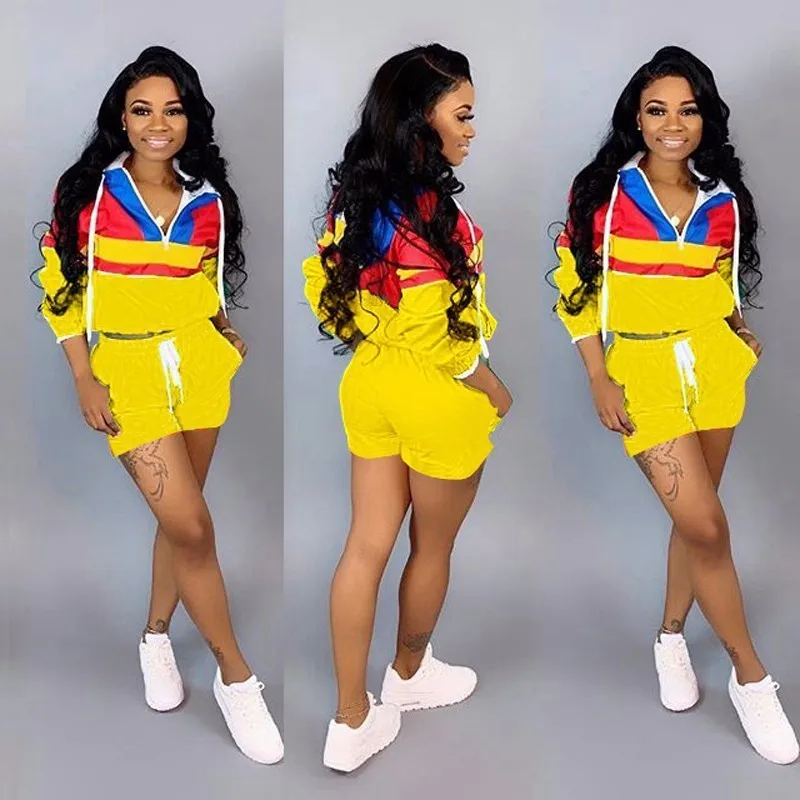 COKAGO Black Streetwear Sport Suit Women Pollover Long Sleeve Top+shorts Tracksuit Clothes 2019 S-XXXL Plus Size Outfit | Женская одежда