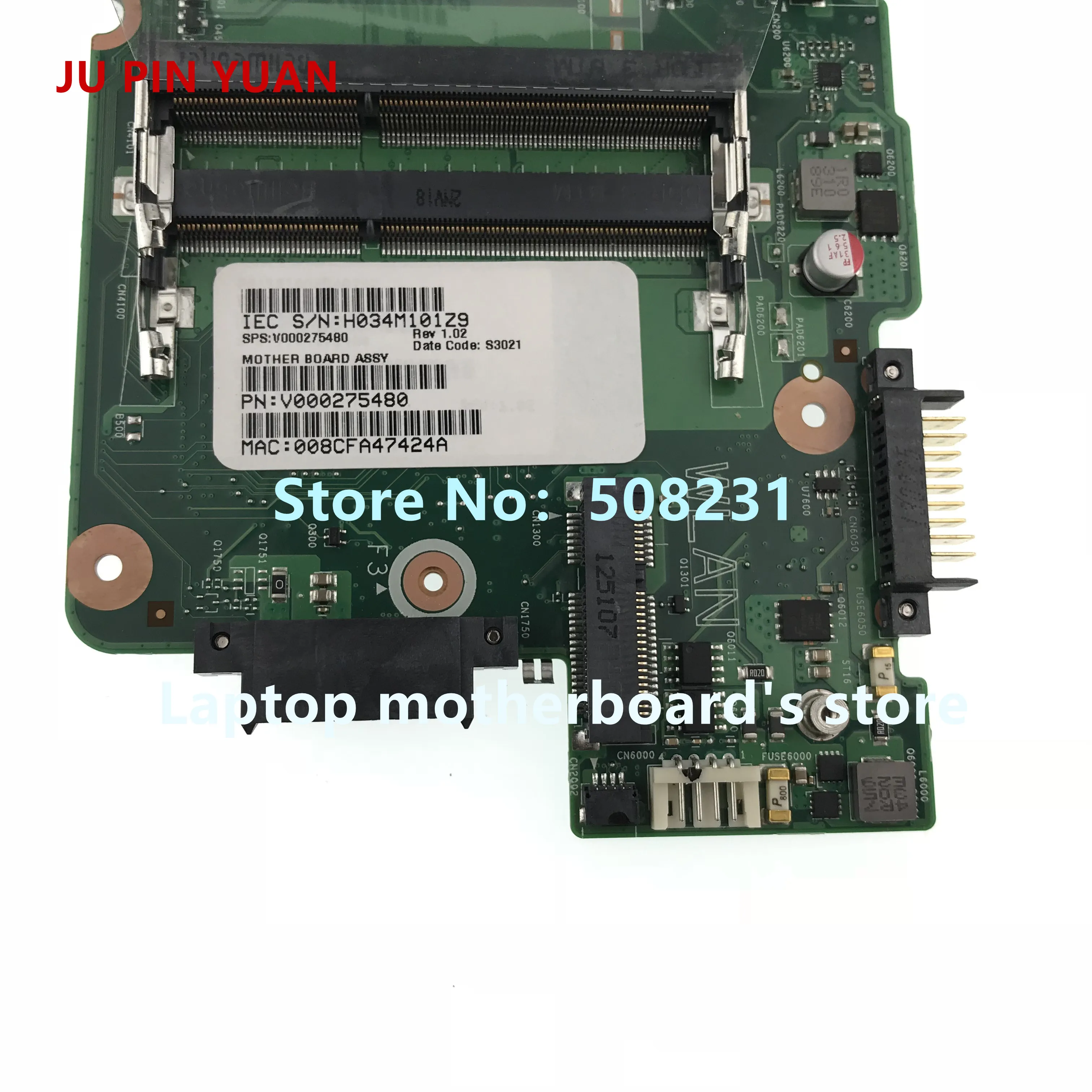 Ju pin yuan V000275480 материнская плата для Toshiba Satellite C855 Dk10f-6050a25407 с Intel Celeron 847 полностью