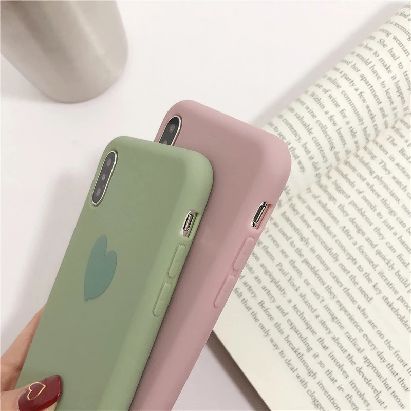 Plain Love Heart Phone Case For iPhone X XS Max XR Soft TPU Silicon Back Cover for 6 6s 7 8 Plus 10 Protective Cases |